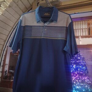 Ben Hogan Men's Short Sleeve Golf Polo Shirt Large Royal Blue & Stripes